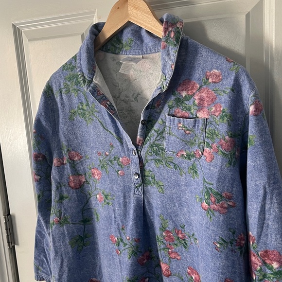 Garnet Hill 100% Cotton Floral Flannel Nightgown Night Shirt Pajamas Sz small - Picture 2 of 5